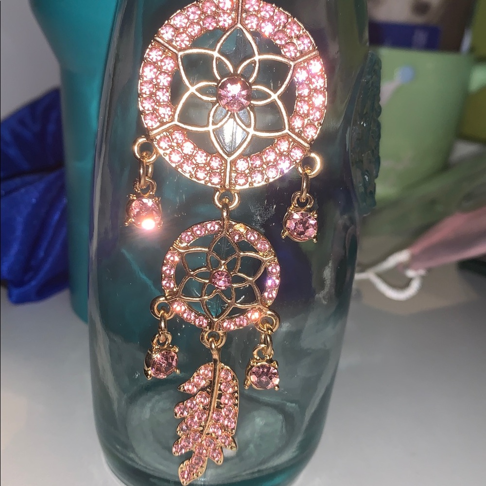 Pink Crystal Dreamcatcher purse/bag charm keychain - Picture 3 of 8
